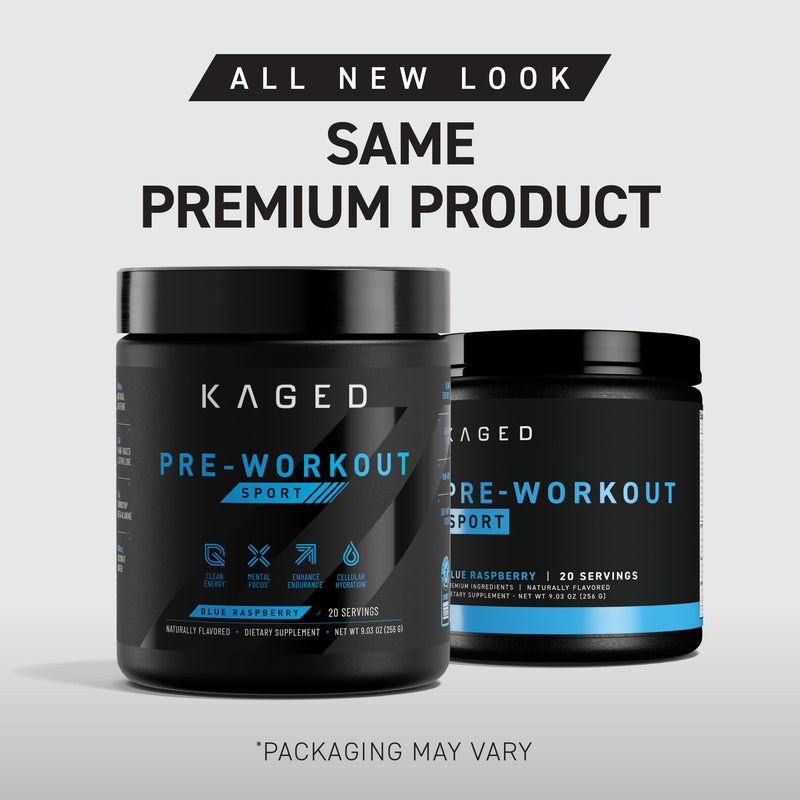 Kaged Sport Pre Workout Powder for Men & Women, Glacier Grape, Sport Certified, 188mg Caffeine, Nitric Oxide Supplement, Beta Alanine for Energy, Weightlifting, Cardio Endurance, Strength, 20 Servings
