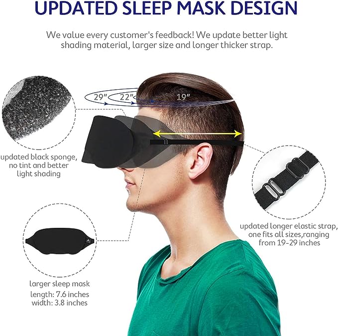 Mavogel Eye Mask with Light Shielding Nose Wire, Modal and Cotton Material, Super Feel, No Pressure, Fully Adjustable, Travel, Storage Bag Included - BeesActive Australia