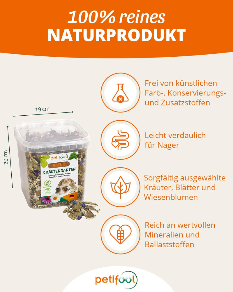 petifool Herb Garden 400g - supplementary food for rodents - natural rodent food for rabbits, guinea pigs, hamsters, chinchillas & more - without artificial additives - 100% natural, species-appropriate food 400g (pack of 1) - BeesActive Australia