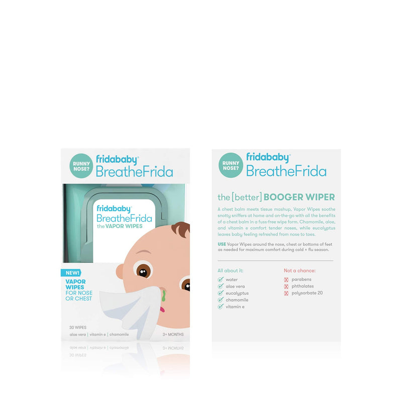Frida Baby Breathefrida Toddler & Baby Nose Wipes, Baby Saline Wipes for Nose, Chest, Allergy Relief, Alcohol Free, Made with Aloe Vitamin E & Chamomile, 30 Count, 1pk 30 Count (Pack of 1) Vapor Wipes