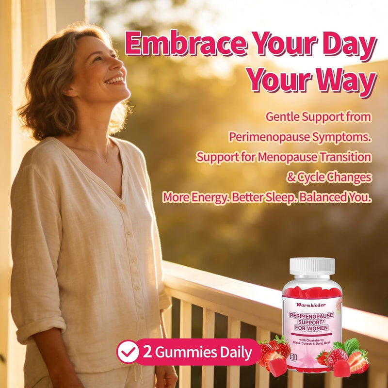 Perimenopause Support Gummies for Women,Support Menopause Relief & Balance | with Black Cohosh Chasteberry Vitamins D3 B6 for Hot Flashes Night Sweats & Mood