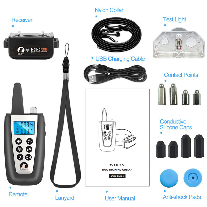 PaiPaitek Bark Collar with Remote, Automatic Bark and Training Collar Combo with Beep, Vibration, Shock, Auto Bark Mode, Up to 3300ft Range Dog Shock Collar for Small, Large and Medium Dogs Black - BeesActive Australia