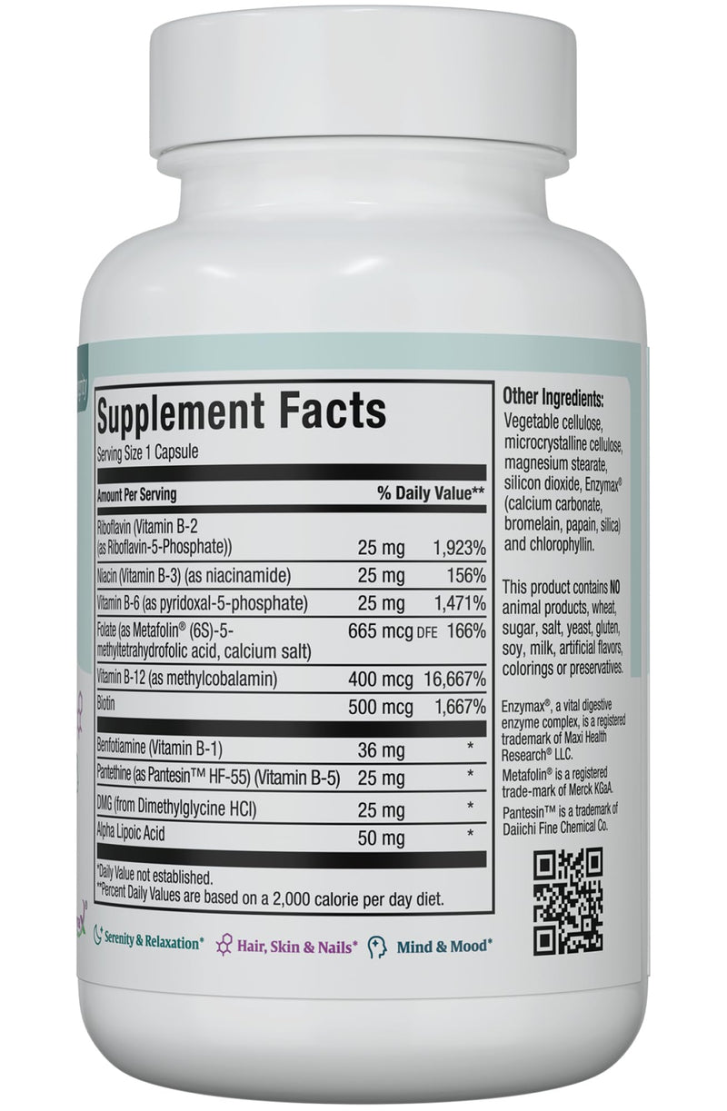 Stress B Complex Vitamins – Methyl-B Supreme with Methylated B12, B6, Folate & Biotin – Calm, Energy & Relaxation Support – Kosher Vegan 60 Capsules | Kosher | B12, Biotin & Folate | B Complex for Energy, Calm & Mental Clarity | Vegetarian · Non-GMO | ...