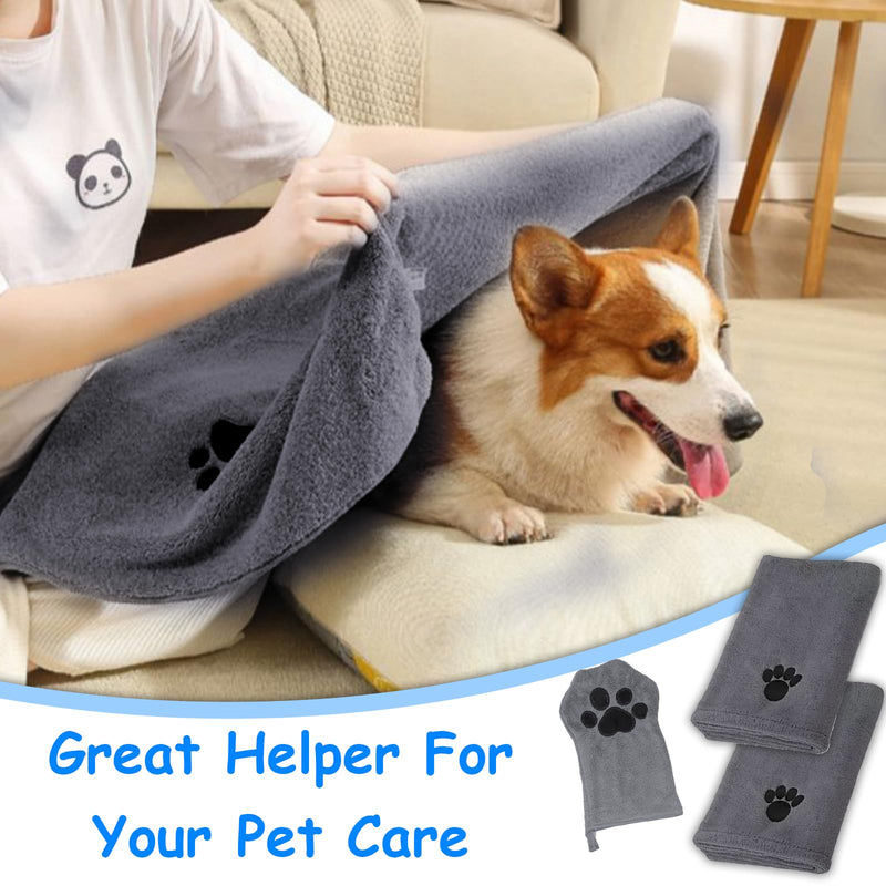 NVGVUP Pack of 3 Dog Towels Machine Washable, Gray Dog Towel Extra Absorbent, Dog Accessories for Dog Shower, Microfiber Towel Small for Dogs and Cats, for Small Medium Large Dogs - BeesActive Australia