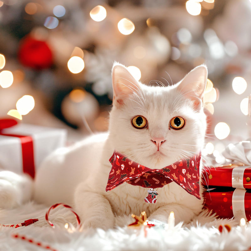 2pcs Christmas Kitten Collars, Christmas Cat Collar Breakaway Cat Collars Santa Candy Snowflake Red Green Cat Collars Cute Holiday Cat Collar Xmas Accessories for Pets - BeesActive Australia
