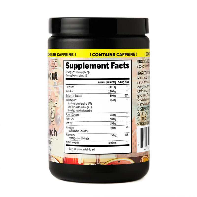 Santa Cruz Paleo Natural Pre Workout Powder, Island Punch, Keto Preworkout Electrolytes with Magnesium, Potassium, L-Citrulline, 150mg Caffeine, Sugar-Free Drink Mix for Energy & Hydration,30 Servings CAFFEINATED Island Punch - BeesActive Australia