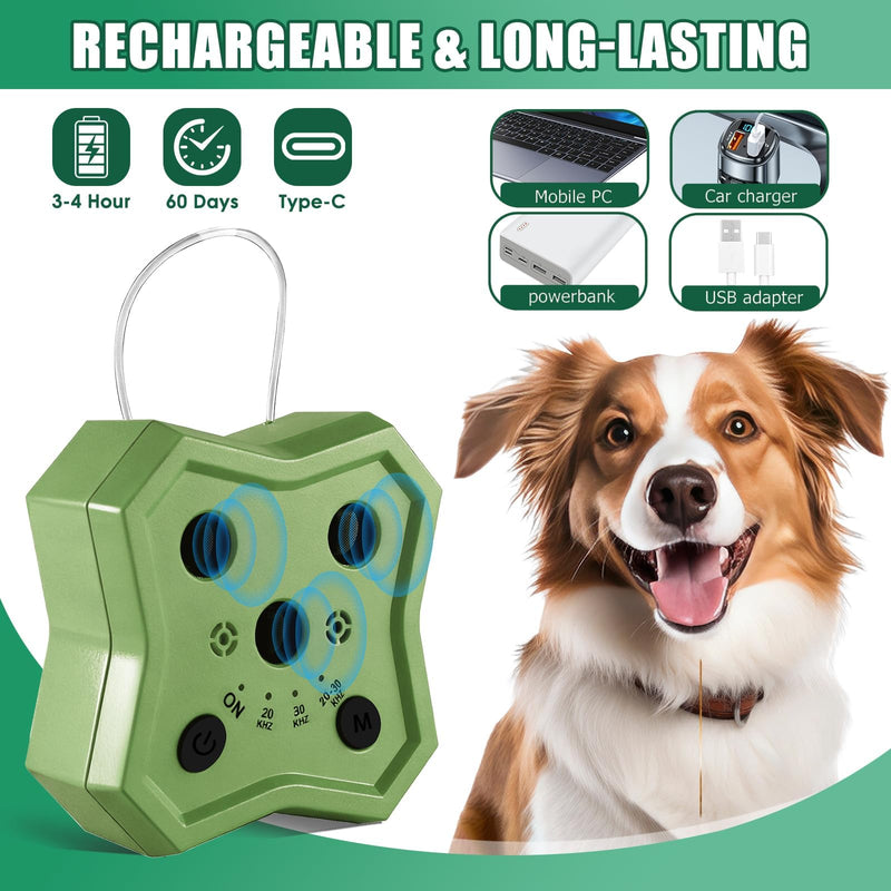 Anti Barking Device for Dogs: Ultrasonic Dog Bark Deterrent Devices with 3 Training Modes 50 FT | Dog Barking Silencer Bark Box for Indoor Outdoor | Stop Barking Control Device for Dogs (Green)