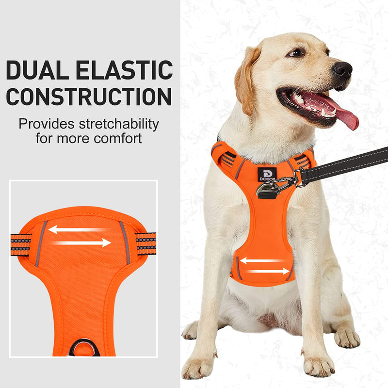Dog Harness for Large Dogs, Anti Pull Harness No Pull Reflective Breathable Harness Dogs Lightweight Chest Harness Large Medium Dog Safety Harness Soft Orange L L (Pack of 1) - BeesActive Australia