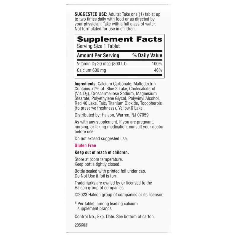 Caltrate 600 Plus D3 Vitamin D and Calcium Supplement Tablets, 60 Count | Highest Level of Vitamin D3, Maximizes Calcium Absorption to Support Strong Bones and Daily Function New 60 Count (Pack of 1)