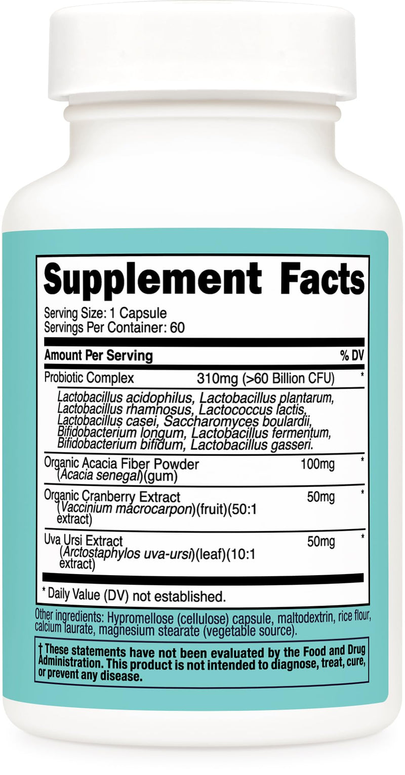 Nutricost Probiotic for Women (60 Billion CFU) 60 Capsules, Gluten-Free | Complex with Acacia Fiber, Uva Ursi, & Cranberry Extract, GMO-Free