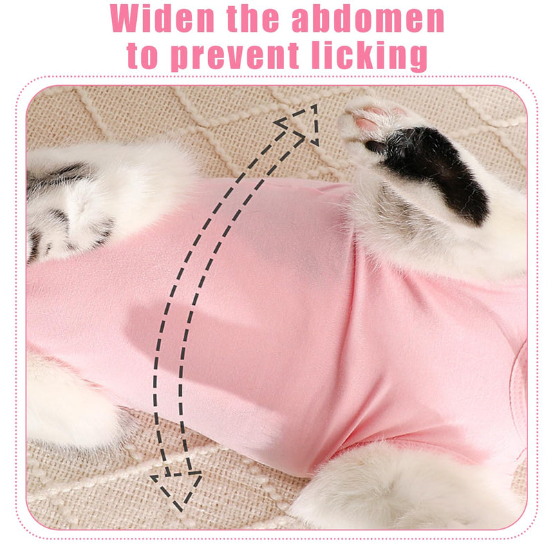 1 piece cat surgery recovery suit, E collar alternative for cats, cat bodysuit after surgery with anti-licking, anti-licking pajama suit for abdominal wounds or skin diseases (size L, pink) - BeesActive Australia