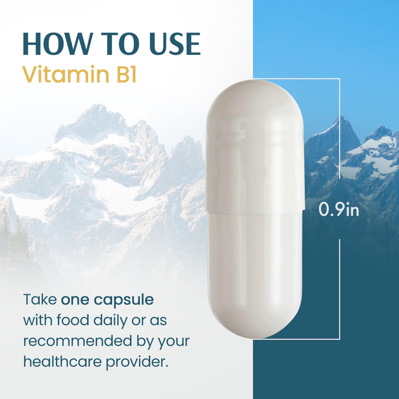 Vykee Nutrition Vitamin B1 (Thiamine) Capsules 500 mg | Supports Energy Metabolism & Nervous System Health Vegan, Non-GMO, Gluten-Free,120 Count