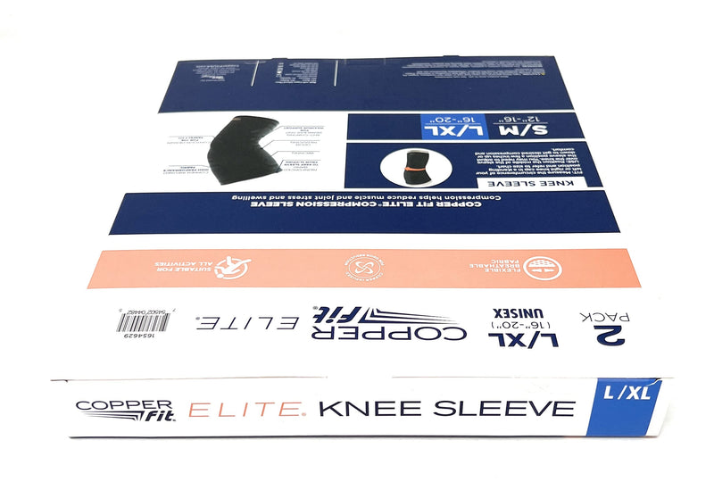 Copperfit Elite Knee Support Knee Sleeve for Joint Pain and Arthritis Relief L/XL - 2 Pack