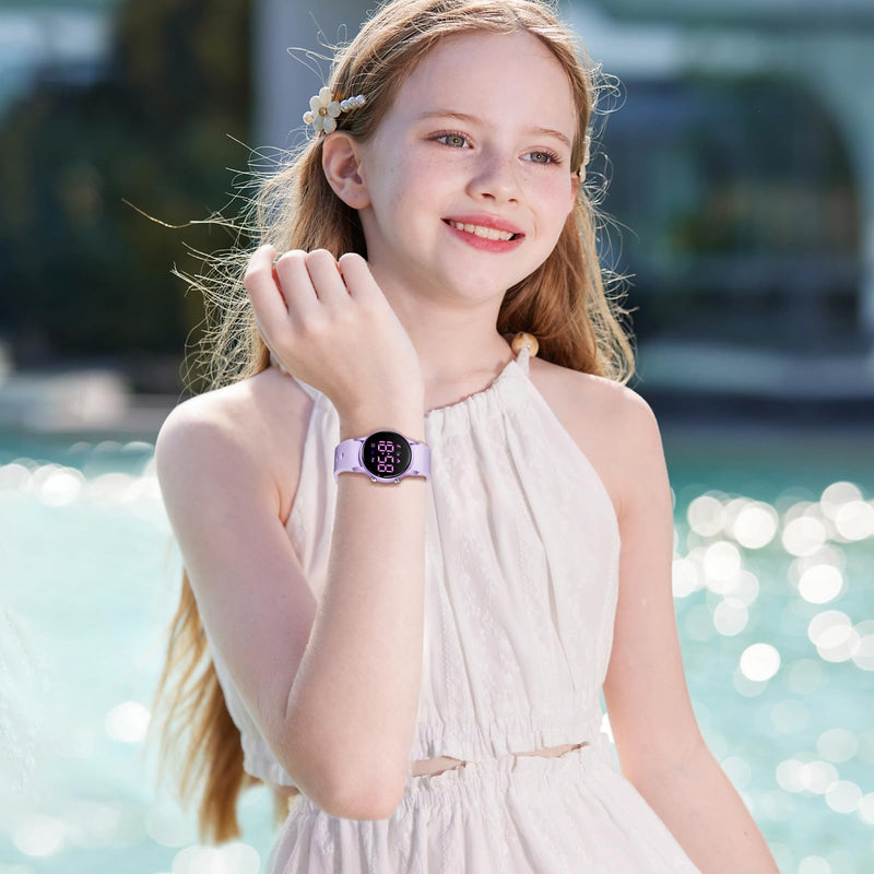 BEN NEVIS Kids Watch for Boys Girls Waterproof Digital Watch for Kids with Pedometer, Vibration Alarm Clock, Stopwatch, Calendar, No App for Ages 5-18 02-Purple - BeesActive Australia
