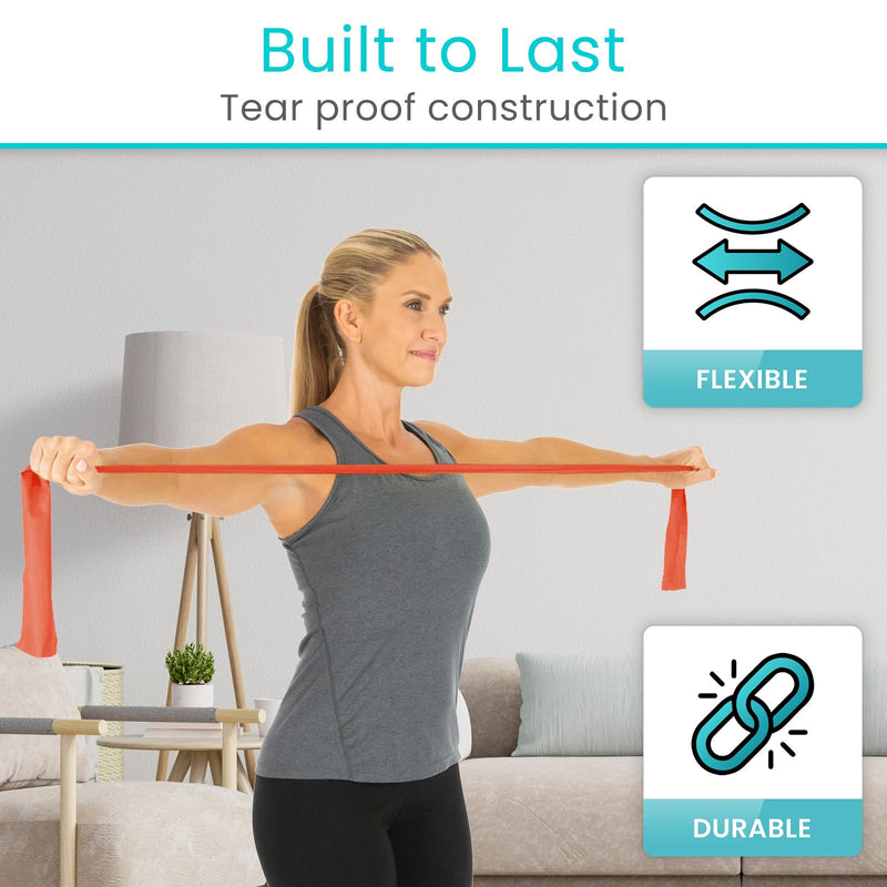 Vive Professional Resistance Bands - 25 Yard Non-Latex Roll for Physical Therapy, Lower and Upper Body Exercise Workout - Straight Elastic for Strength Training, Rehabilitation, Women, Men Red
