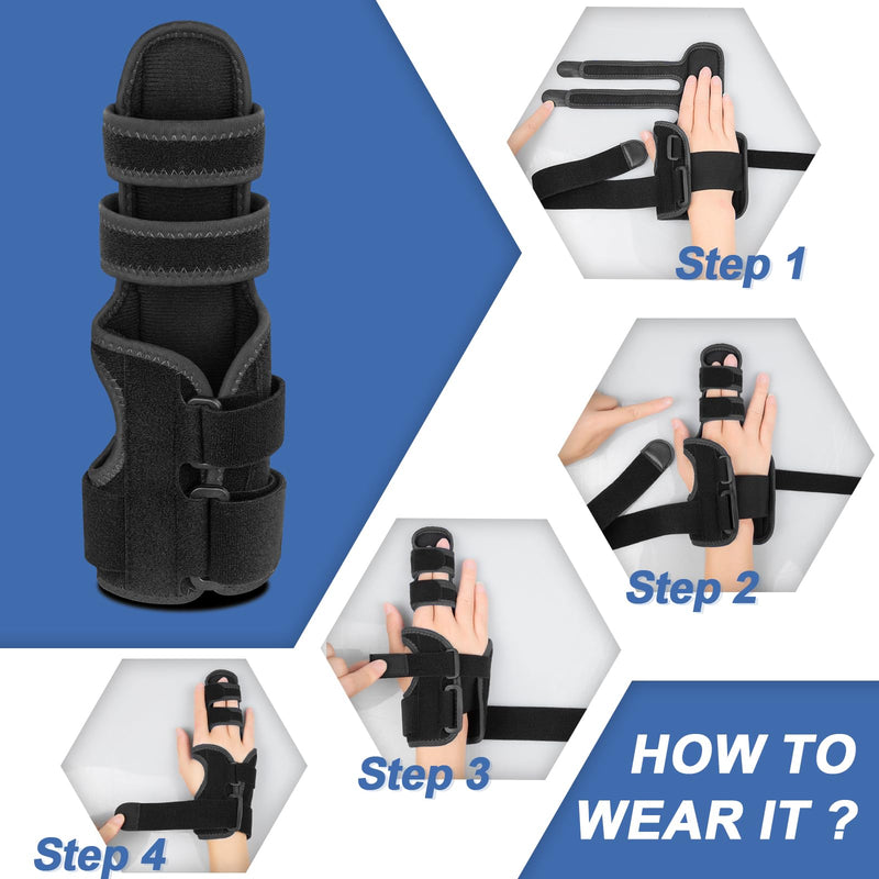 Trigger Finger Splint: Support the Middle, Index, little or Ring Finger, Hand Splint Brace-Treating Hand Fractures, Arthritis, Mallet Finger or Metacarpal Fractures (Left Hand) Small/Medium Black-Left