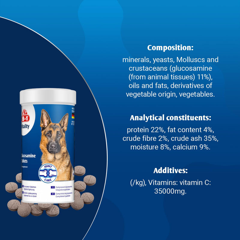 Glucosamine Dog Nutritional Supplement - Joint Care - 55 tablets - for stiff joints and healthy collagen growth