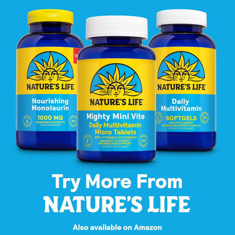 Nature's Life Mighty Mini Vite - Daily Multivitamin for Women and Men - Vitamin D and B Complex - Immunity and Energy Metabolism Support - Lab Verified - 120 Servings, 240 Micro Tablets | Daily Multivitamin for Energy & Immune Support - Vitamin D, Vita...