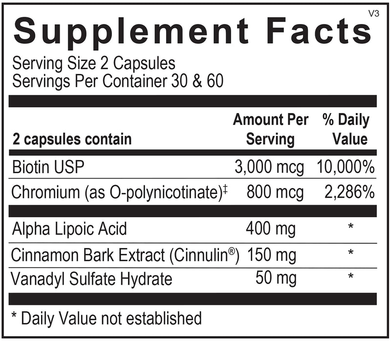 Dia-Wise Metabolic Health Supplement | Alpha Lipoic Acid, Cinnulin Capsules, Biotin, Chromium, Vanadyl Sulfate, Vitamin B for AMPK Activation (60 Count)