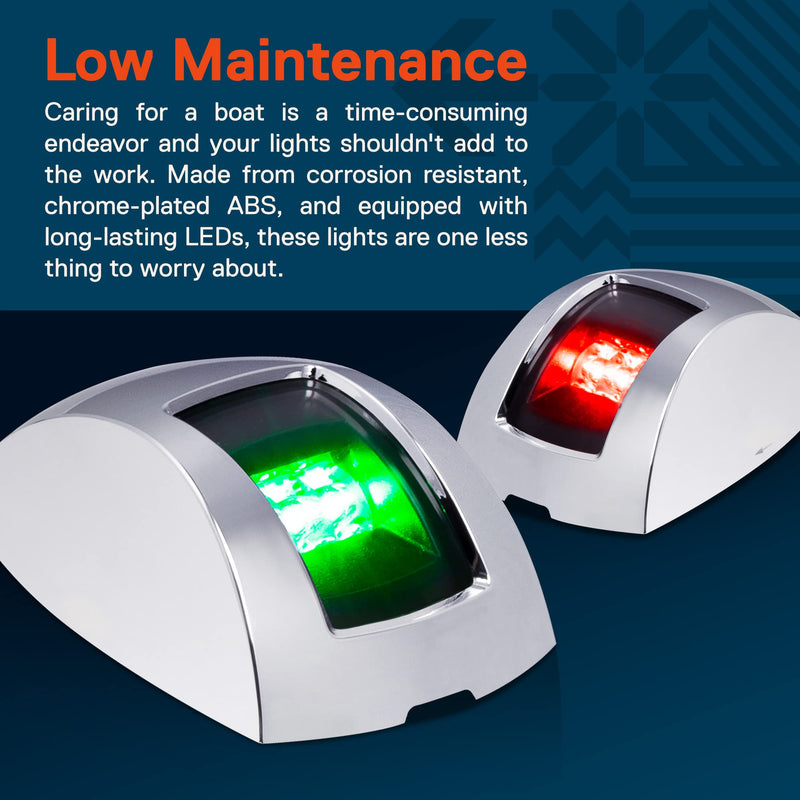 ONLINE LED STORE TRUE MODS Red Green Marine Navigation Light for Boats [USCG ABYC A-16 1NM] [IP67 Waterproof] [Chrome & ABS] 1 Nautical Mile Visibility Navigation Light for Fishing Boat Pontoon Yacht - BeesActive Australia