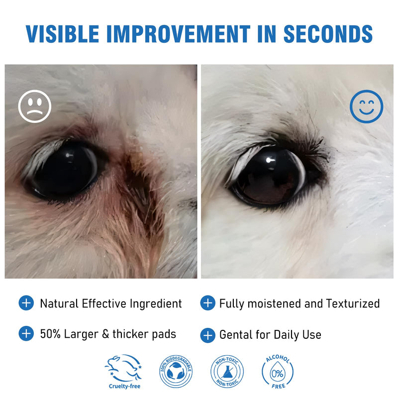 Pet Eye Wipes for Dogs and Cats, Clean Tear Stain, Big & Thick Cat Eye Wipes for Dogs, Mild Ingredient, Texturized & Presoaked Pet Eye Cleaner Pad for Discharge Crust Booger, Unscented, 100 Ct - BeesActive Australia