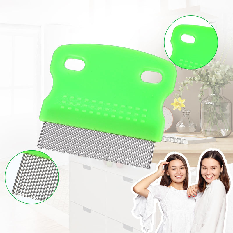 Yuanchu Stainless steel lice comb set, 4 pieces, ultra-fine dandruff comb for removing lice, tear stain remover and dandruff, double-sided flea comb for children, adults, pets, reduces itching, green - BeesActive Australia
