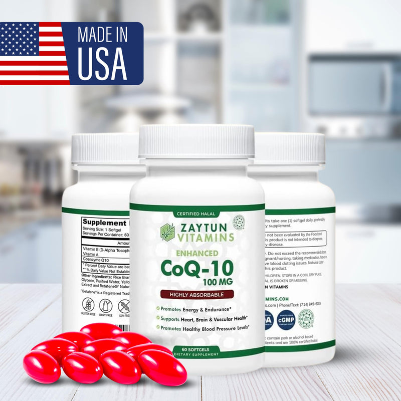 Zaytun Halal CoQ10 Highly Absorbable, One Per Day, Supports Heart Health Support and Energy Production, 60 Mini Softgels, Made in USA - Halal Vitamins 1