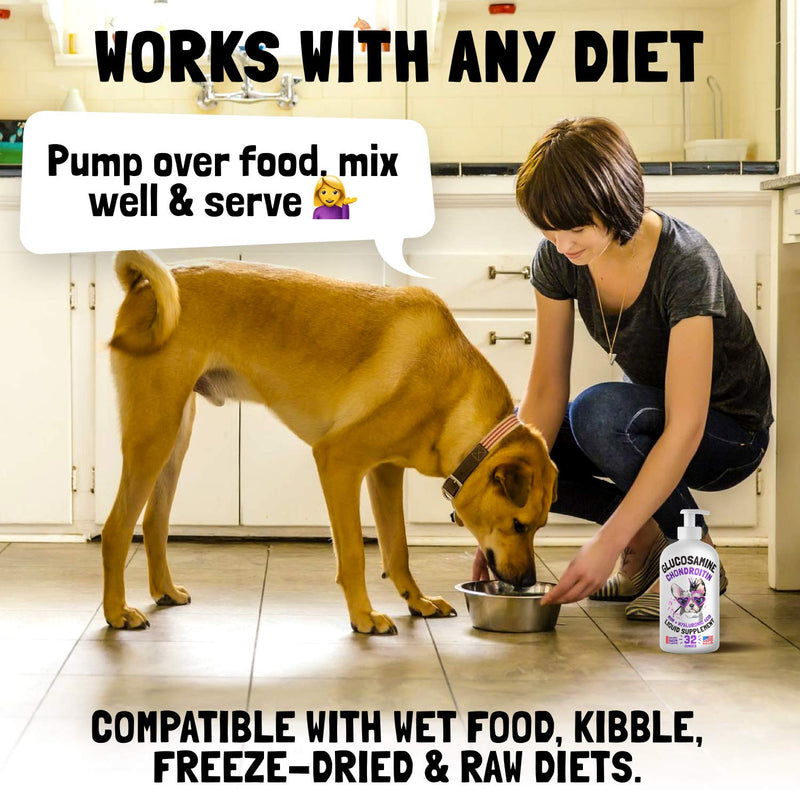 Liquid Glucosamine for Dogs Bacon Flavour Chondroitin, MSM & Hyaluronic Acid K9 Supplement Hip and Joint Formula Advanced Mobility Joint Pain Relief Senior Advanced Supplement for All Breeds 32 oz 32oz - PawsPlanet Australia