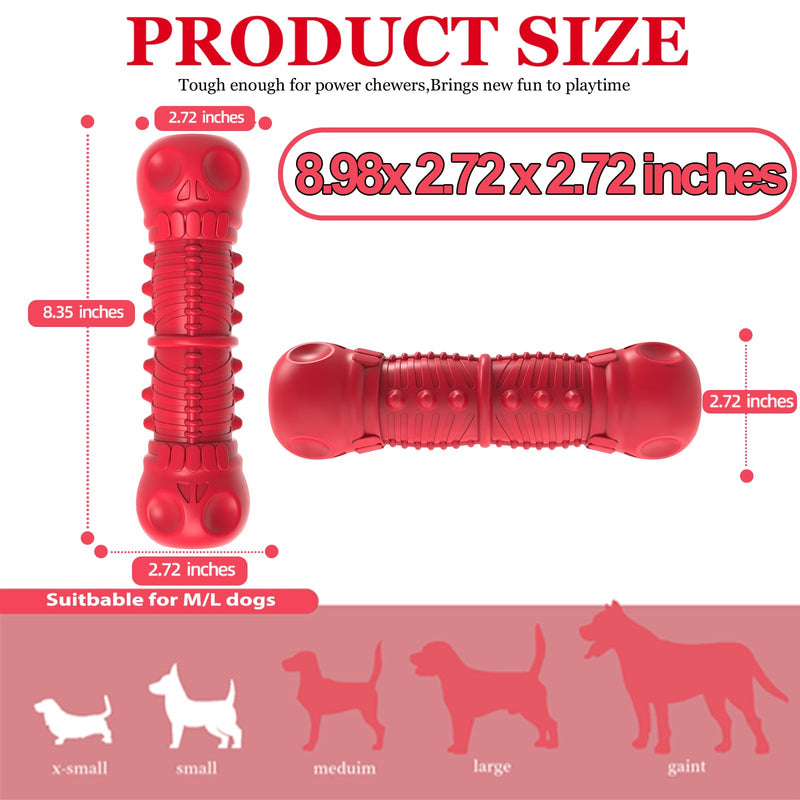 Dog Squeaky Toys for Aggressive Chewers, Durable Dog Chew Toys for Large Medium Breed Dog, Dog Toys, Tough Durable Dogs Toys with Natural Rubber (A Red, for Larege Dogs) A Red - BeesActive Australia
