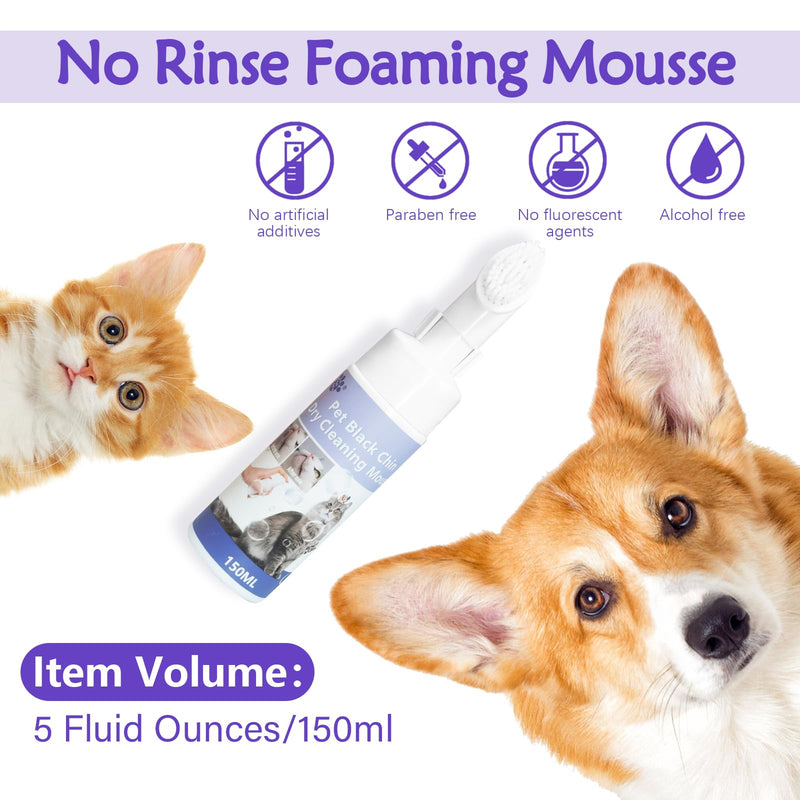 150ml/5oz Pet Chin Waterless Foam, Pet Chin Bright Whitening Shampoo for Remove Excess Oil and Dandruff, Avoid Skin Problems, Paraben Free, No Rinse Foam Mousse for Pet Chin Deep Cleansing - BeesActive Australia