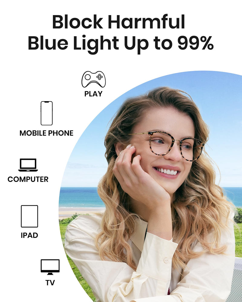 Cyxus Blue Light Glasses for Women, Blue Light Blocking Eyeglasses for Women, Round Computer Eyewear Anti Eye Strain Glasses 1-leopard 8169 clear - BeesActive Australia