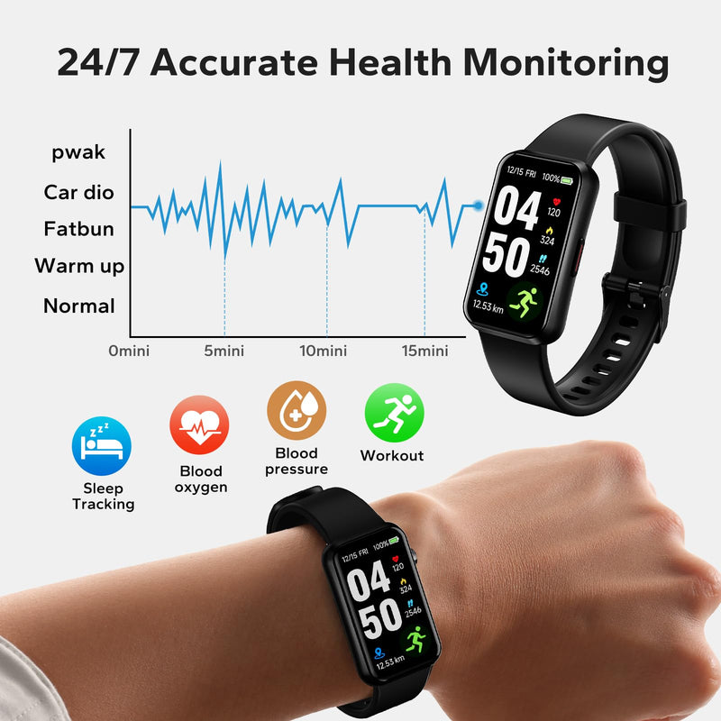 Fitness Smart Trackers with 24/7 Health Monitoring,Heart Rate Sleep Blood Oxygen Monitor/Calorie Steps Counter Pedometer Activity Tracker/Smart Notifications for Men Women Black - BeesActive Australia