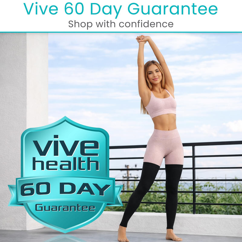 Vive Full Leg Compression Sleeves for Men & Women (Pair) - Knee, Calf, & Thigh Support Brace Wrap for Basketball, Football, Wrestling - Footless Long Running Accessories for Shin Splints (Medium) Medium - BeesActive Australia