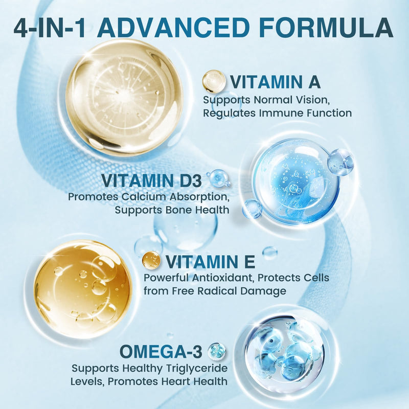 NATURE TARGET Omega 3 Fish Oil 2000mg with Vitamin D3, A, E, 120 Softgels | EPA and DHA with Vitamins D3, E, and A, Max Absorption, Supports Heart, Brain, and Immune Health, Non-GMO Formula 120 Count (Pack of 1)