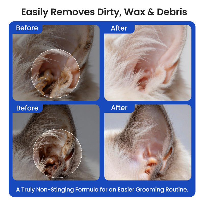Itch Relief Ear Cleaner for Dogs & Cats Natural Gentle Formula with Manuka Honey & Green Tea - Triple Botanical Wash for Infection & Yeast Prevention, PH Balanced No-Sting 8.45 oz