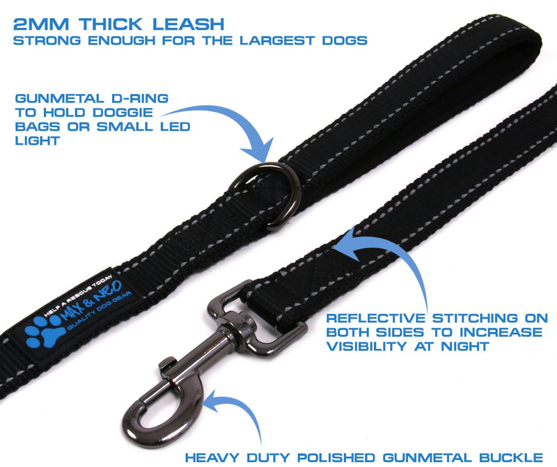 Max and Neo Reflective Nylon Dog Leash - We Donate a Leash to a Dog Rescue for Every Leash Sold (Purple, 6x1) 6 FT x 1" Wide PURPLE - BeesActive Australia