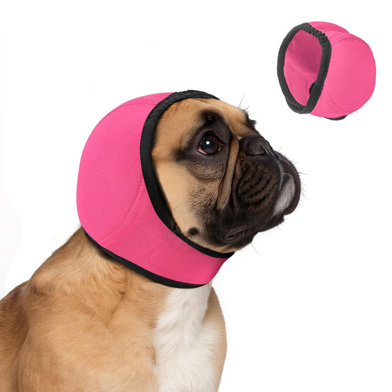 Dog Ear Muffs Noise Protection, No-Shake Ear Wrap for Hematoma Care, Bathing, Drying, Swimming & Noise Anxiety Relief (Rose Red, Small) Rose Red