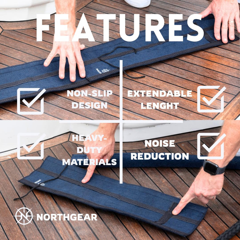 Dock Line Chafe Guards,Size 24" and 47" Inche Length (2 Pack) - Ultra-Strong Removable Chafing Guard, UV Resistant, Eliminates Boat Line Squeaking and Protects Your Boat Finish Black 24" - BeesActive Australia