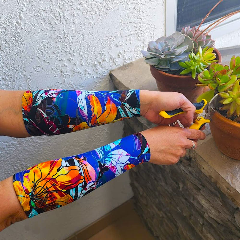 Skin Guards Skin Protection Forearm Sleeves - Made in USA - Pair X-Large-XX-Large Shadow Garden