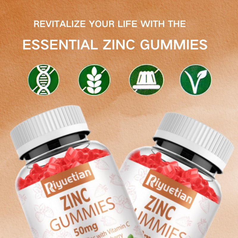 Zinc Gummies 50mg - Vitamin C, D3 & Elderberry, Echinacea, Zinc Immune Health Gummies, Non-GMO, Natural Antioxidant Supplements for Men & Women, Vegan 2 Pack 2pack