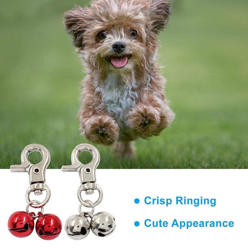 Waziaqoc 2 PCS Bells for Cat Collars, Dog Pendant Bells, Pet Jingle Bells Training Charm Pendant Jewelry Accessories for Dog Cat Collar Necklace (Silver, Red) Silver, Red - BeesActive Australia
