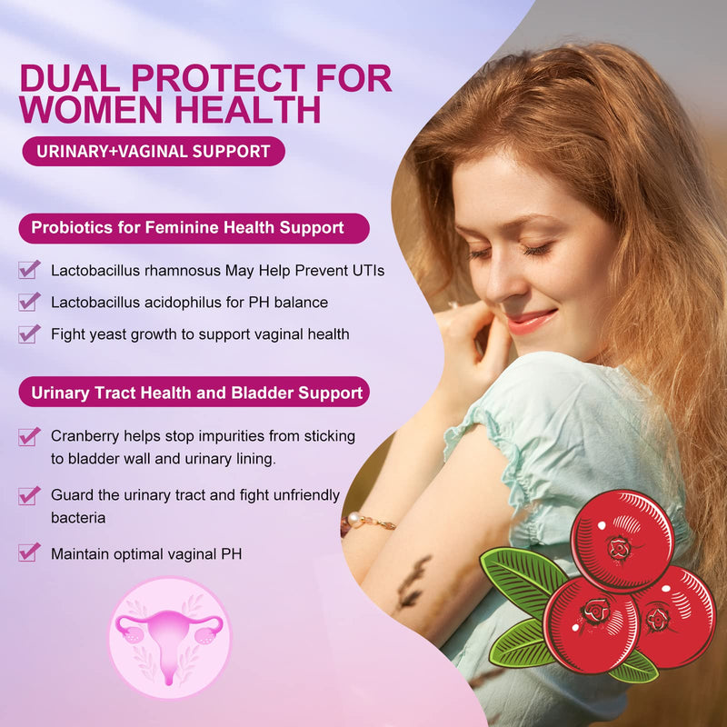 OMOGS 2PCS Women's Probiotic, with Cranberry Extract, Organic Prebiotics & Vitamin C, 120 Billion CFUs,18 Strains, Help for Boost Immune, Digestive, Gut Health & Women's Health, 240 Tablets 240 Count