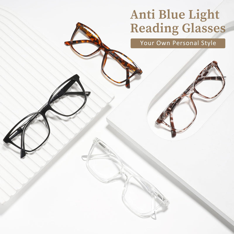 Przene 4 Pack Blue Light Blocking Reading Glasses,Readers for Women and Men with Spring Hinge Mixed Color-c7 2.0 x