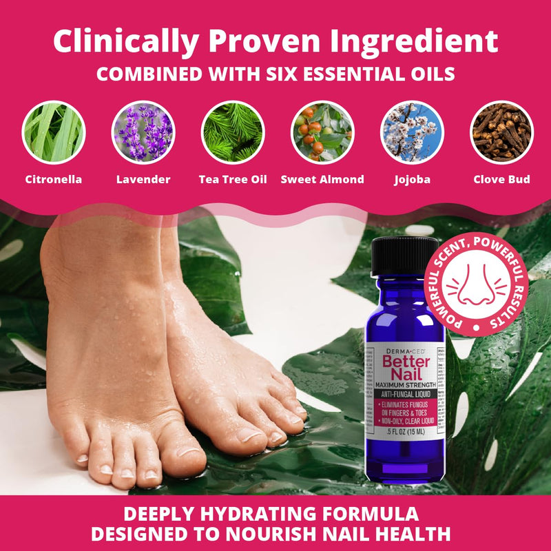 Better Nail - Rejuvica - Extra Strength Nail Fungus Treatment - 25% Undecylenic Acid Maximum Strength Antifungal Solution helps Discolored & Damaged Nails - Supports Healthy Nails with 6 Natural Oils 0.5 Fl Oz (Pack of 1)