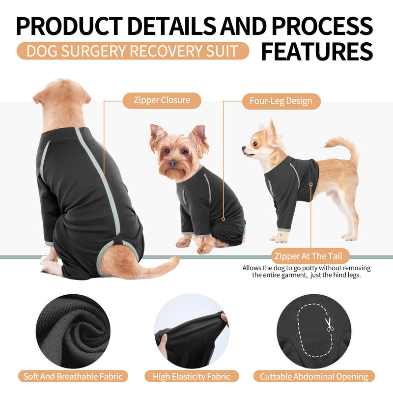 Hjyokuso Dog Bodysuit After Surgery, Dog Pajamas with Zip for Small Medium Large Dogs, Wound Protection Suits for Dogs, Anti-Wound Licking Surgery Body Dogs, E-Collar Alternative for Dogs - 2XL XXL Grey - BeesActive Australia