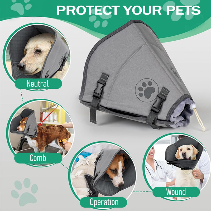 DKDDSSS Dog Collar, Soft Protective Collar, Cone Collars, Adjustable Recovery Collar, Protective Dog Collar, Breathable Pet Elizabethan Dog Collar, Bite Prevention, Grey, L - BeesActive Australia