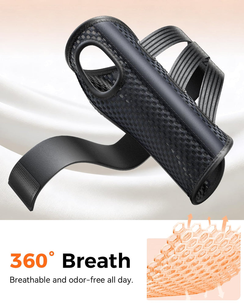 Carpal Tunnel Wrist Brace for Women&Men, [Ultra Breathable & Upgraded Support] Night Wrist Support with Metal Splints Fit Right Hand, Rigid Hand Brace for Tendonitis, Sprain, Arthritis, Pain Relief(Black, S/M, Left Hand) Black