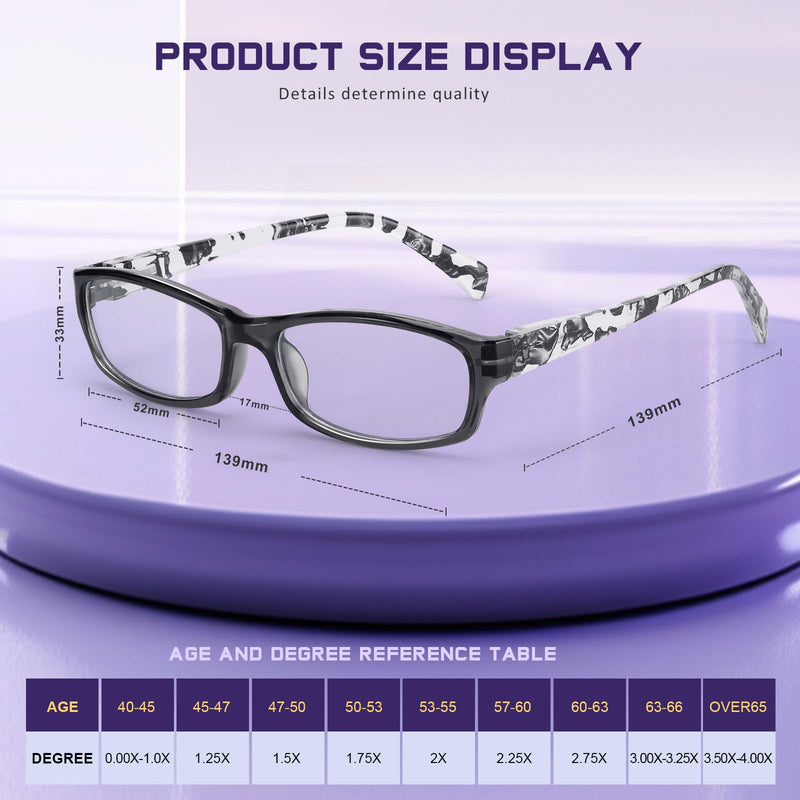 Reading Glasses for Women Men- Blue Light Blocking Spring Hinge Computer Readers Anti Glare UV Eyeglasses Clear Floral 2.5 x