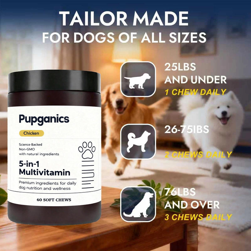 Multivitamin Soft Chews for Dog, with Probiotics, Glucosamine, CoQ10, Vitamins A, D3 & E, Chicken Flavor, 60 Count
