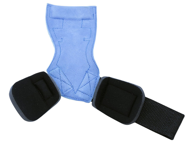 Lifting Grips PRO Weight Gloves Heavy Duty Barbell Gymnastics Straps Alternative to Power Hooks Deadlifts Adjustable Neoprene Padded Wrist Wrap Blue Nubuck Leather Large 7.50"-8.50" Wrist Size